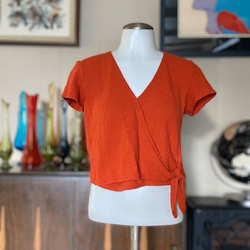 𝅺madewell Texture & Thread wrap crop top size XS